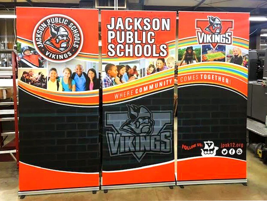 Jackson Public Schools tradeshow backdrop and table cover