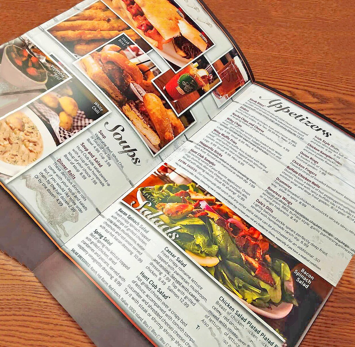 The Hunt Club soups and salads menu spread