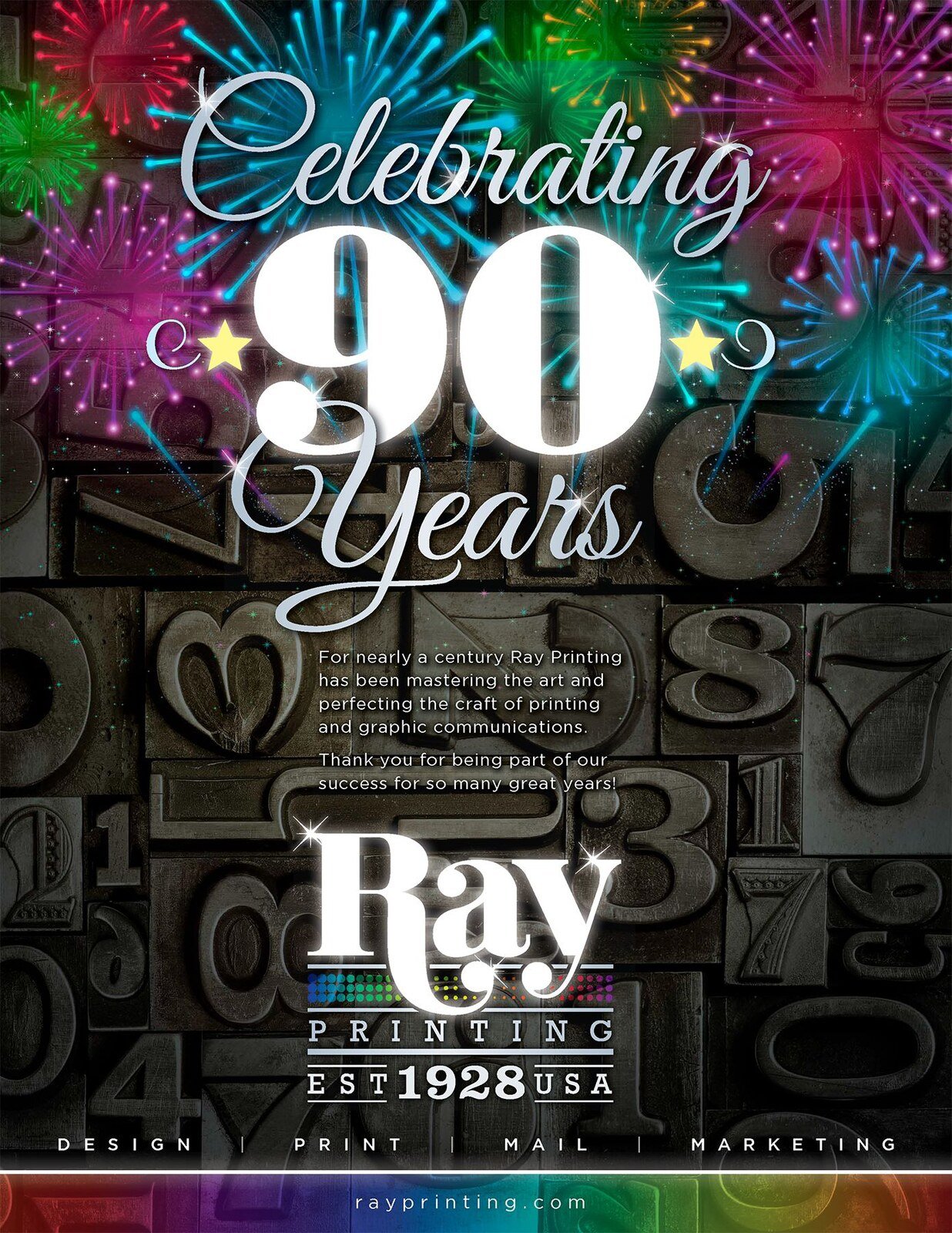 Ray Printing Company 90th anniversary poster