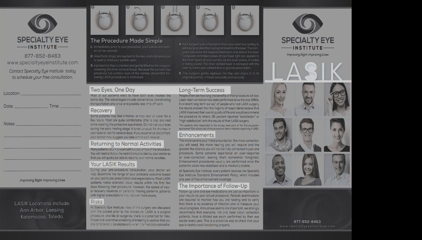 Specialty Eye Institute LASIK brochure outside